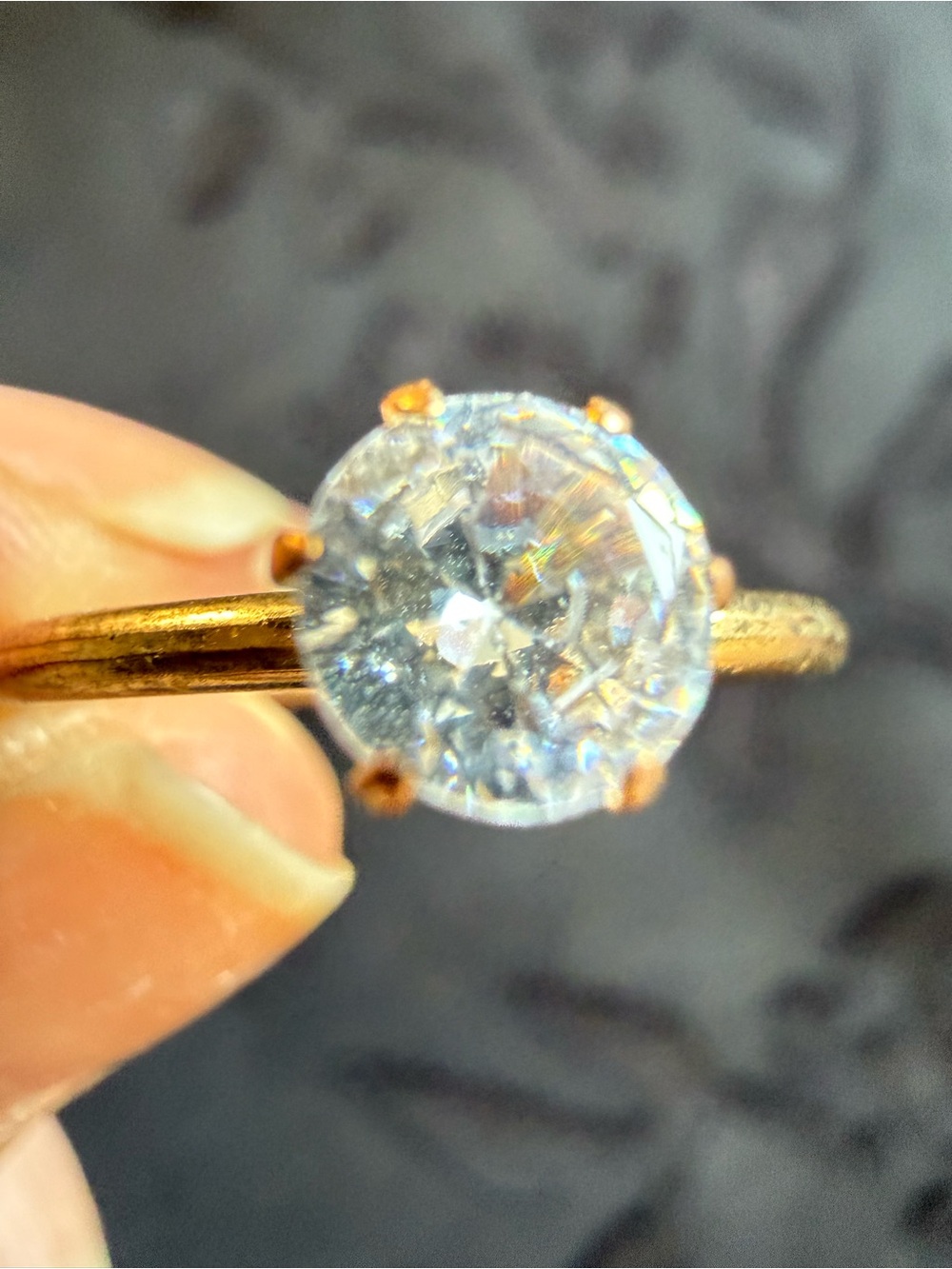 Classic Solitaire Round-Cut Crystal Ring in Gold Tone